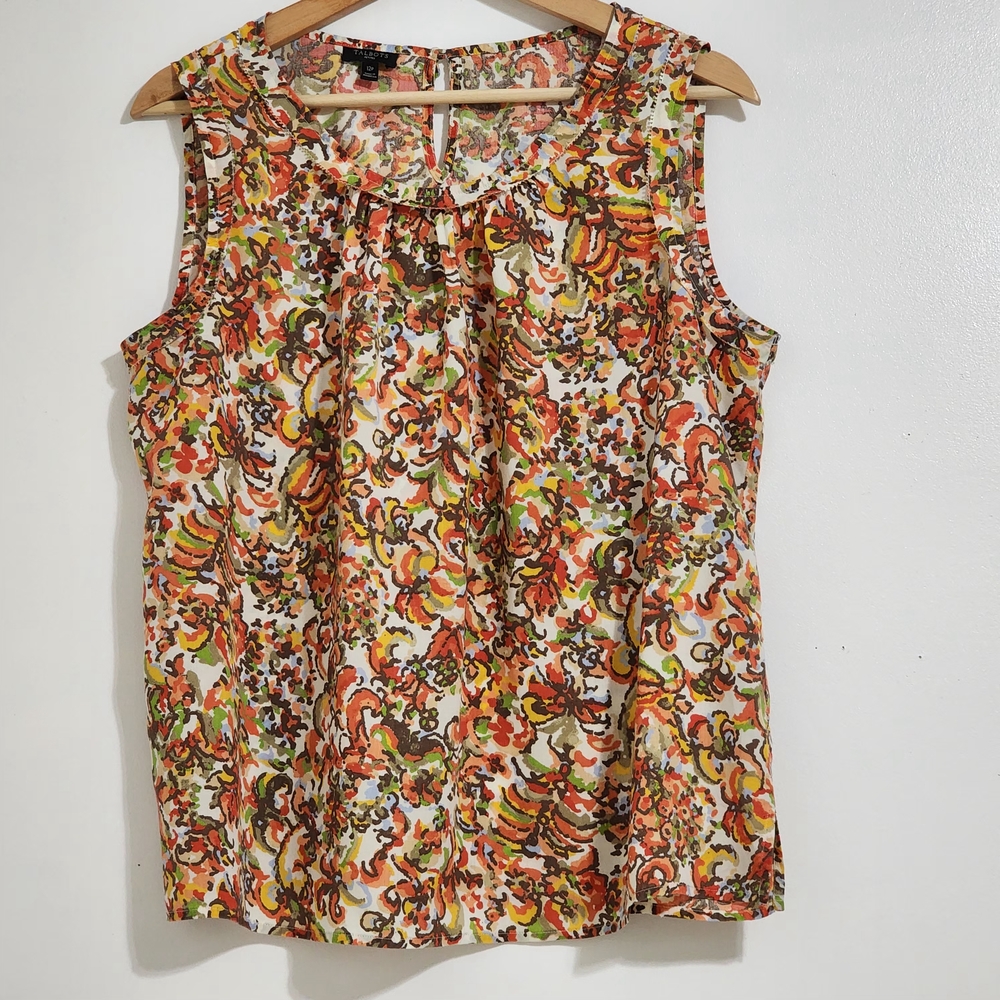 Talbots Petites Women's Sleeveless Blouse Size 12P Multicolor Casual Career Top